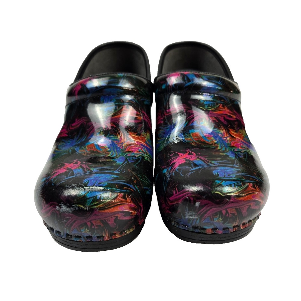 Dansko XP 2.0 Paint Splatter Patent Clogs Sz 41‎ Non Slip Nursing Shoes - Picture 3 of 8